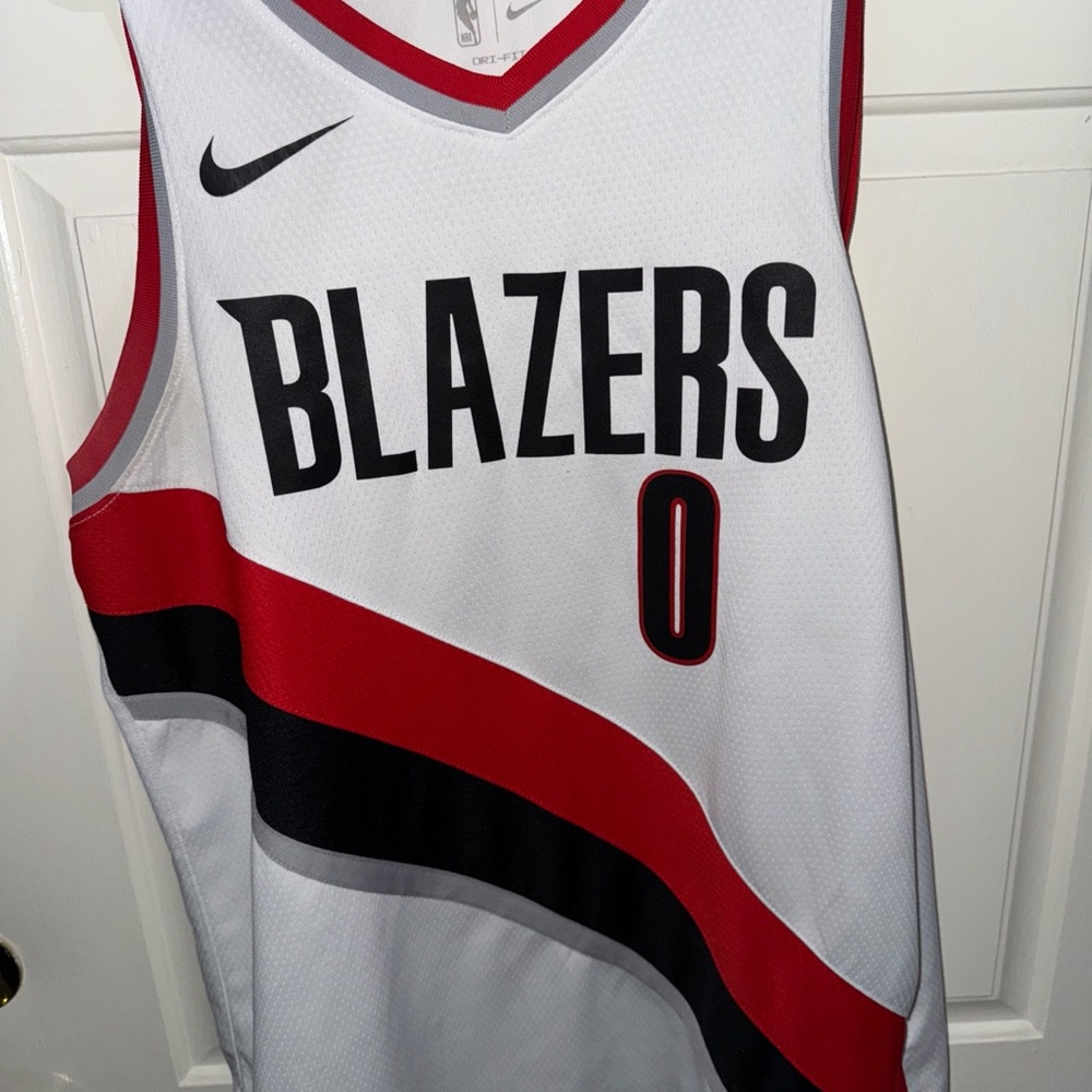 Nike White and Red Blazers Jersey